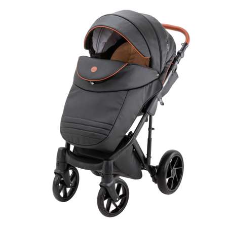 Коляска 3в1 BeBe-mobile Marconi 100% кожа BE10 Черная кожа+Черная перфорированная кожа