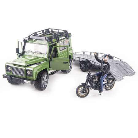 Игровой набор Bruder Land Rover Внедорожник с мотоциклом