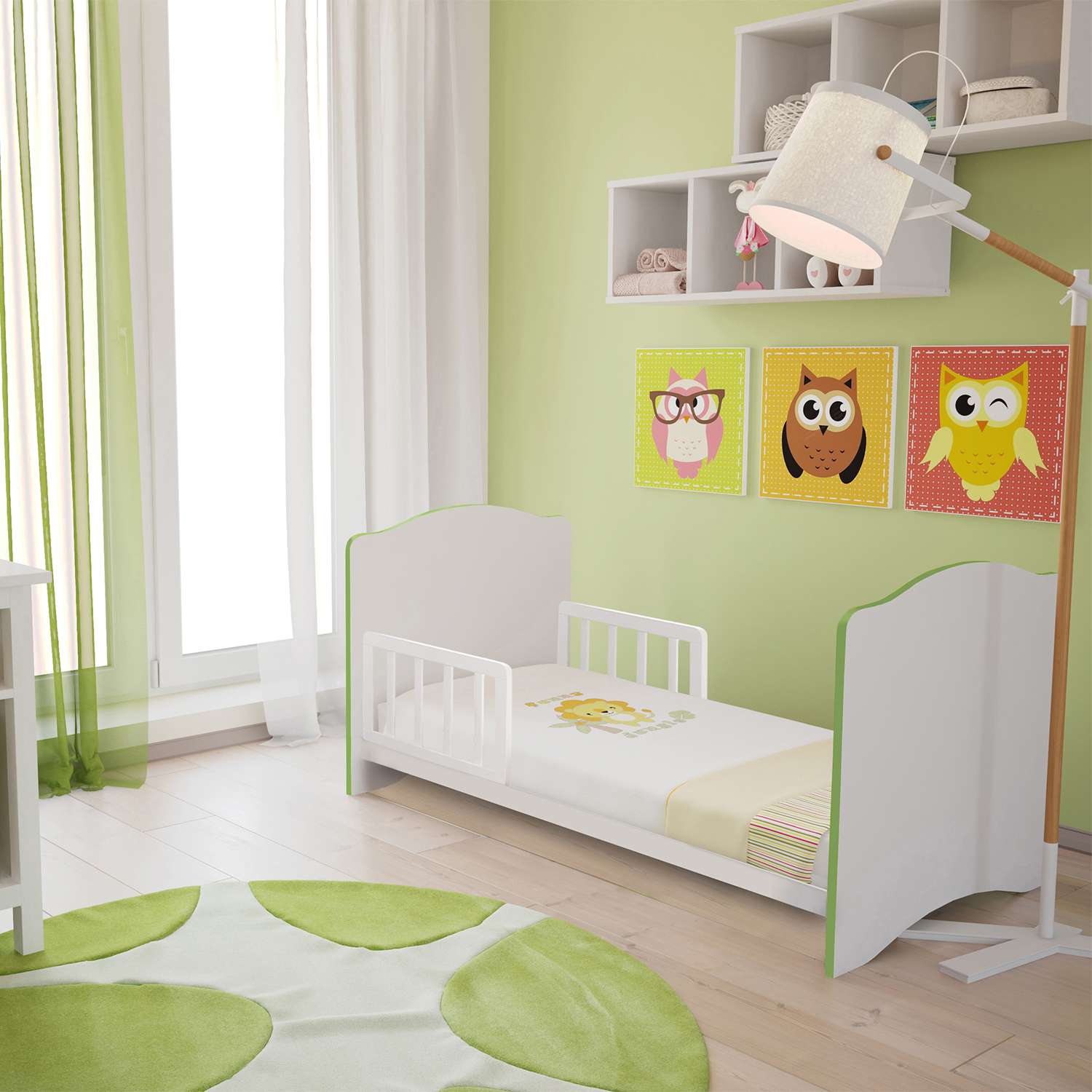 Детская кроватка Polini kids прямоугольная, без маятника (зеленый, белый) - фото 5