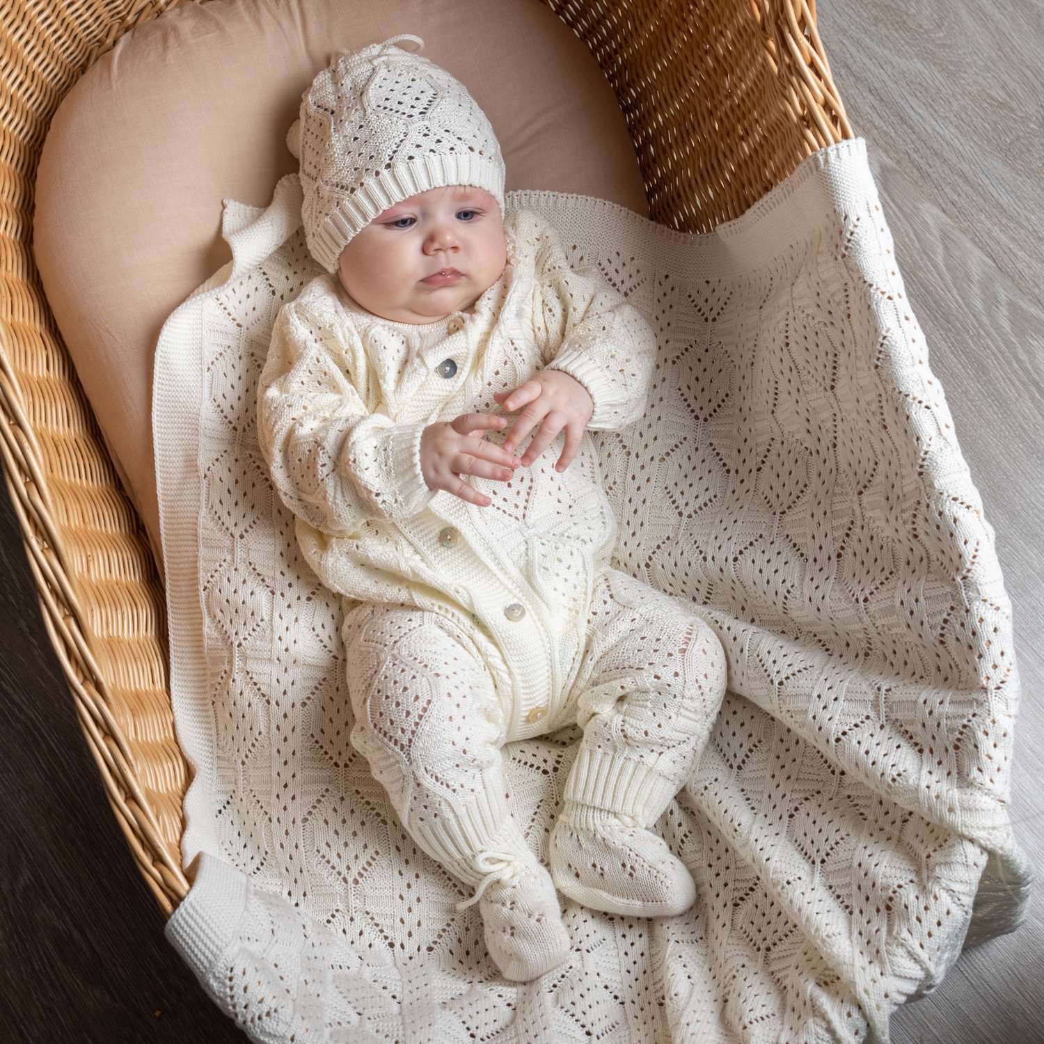 Плед для новорожденного НаследникЪ Выжанова вязаный на выписку в кроватку в коляску - фото 10