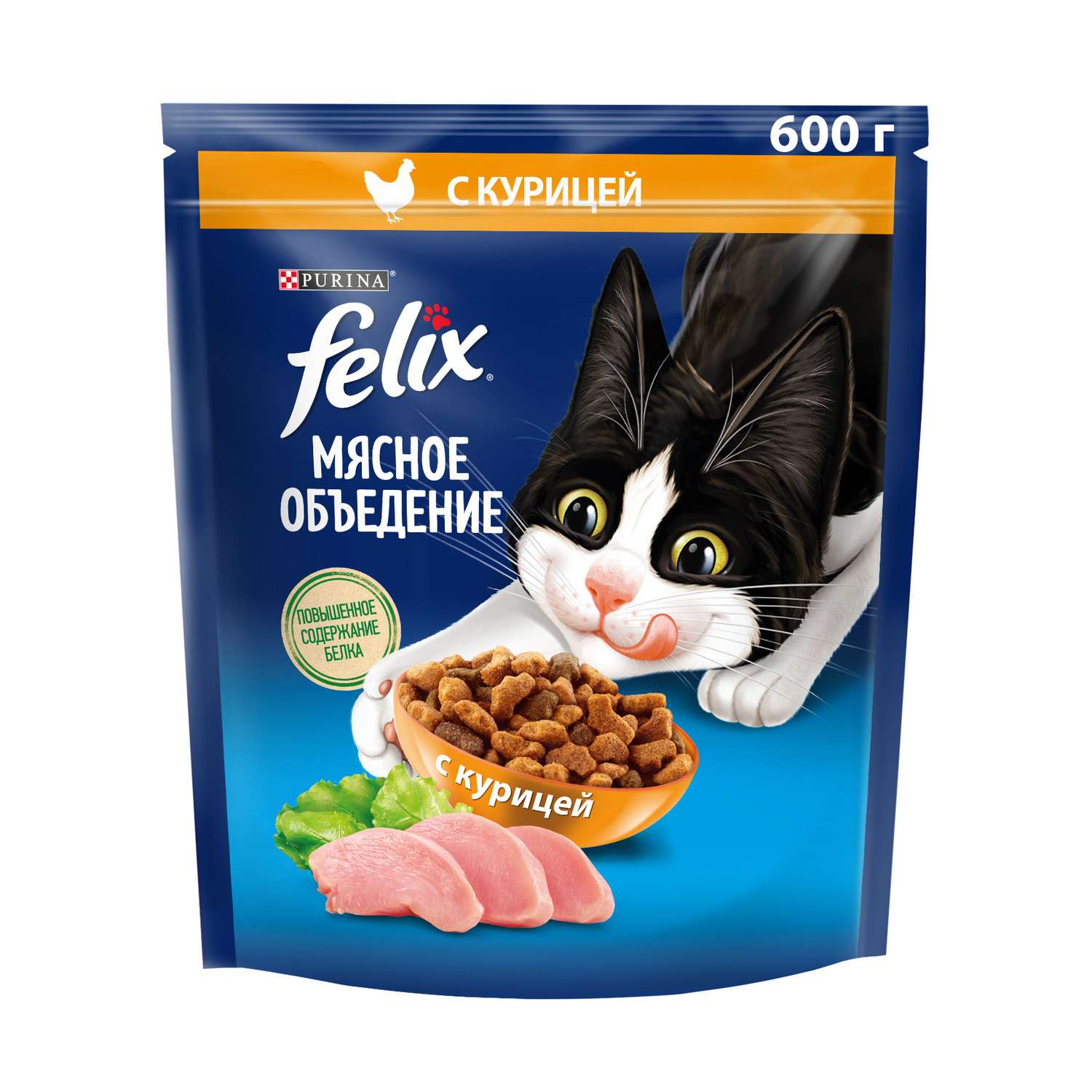 Корм для кошек Felix Мясное объедение  сухой с курицей 600г - фото 1