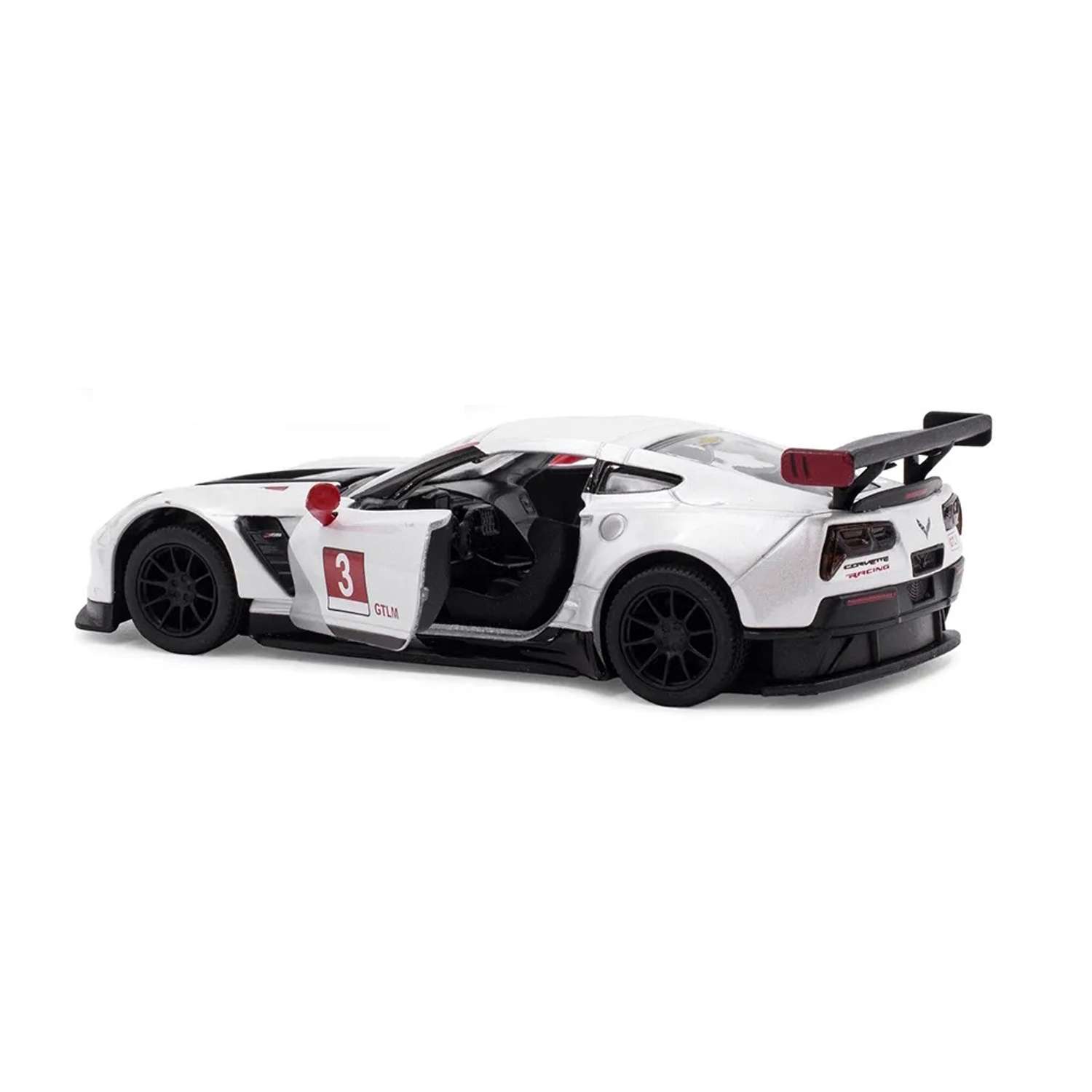 Модель KINSMART Корвет C7 R Race Car 2016 1:36 белая КТ5397/2 - фото 2