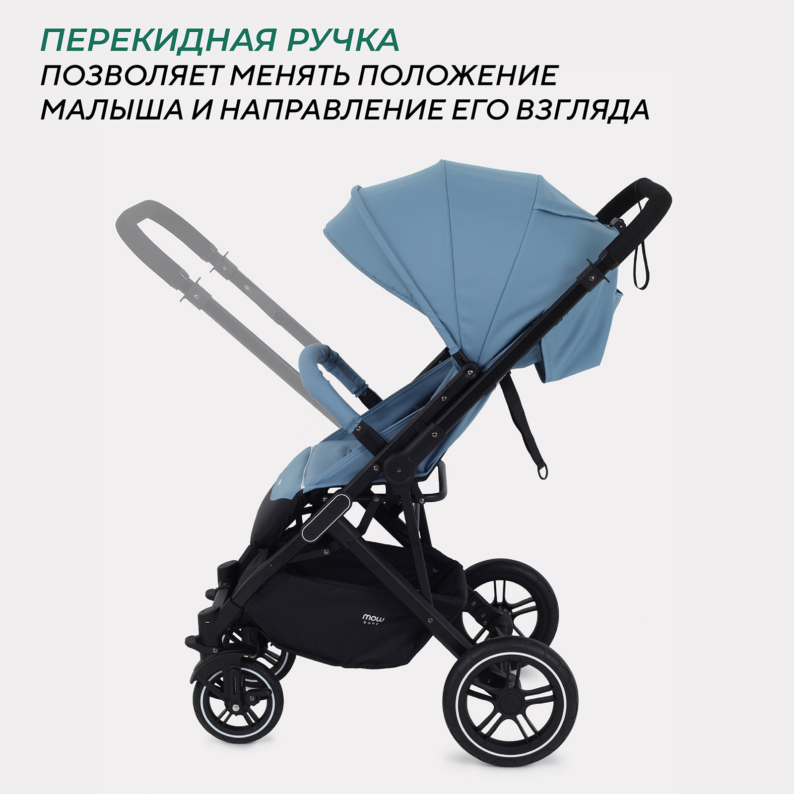 Коляска детская MOWbaby Turbo 2.0 MB021 Blue - фото 3