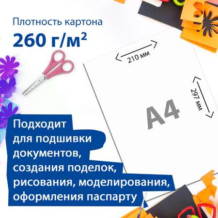 Картон Brauberg для подшивки документов немелованный А4 100л