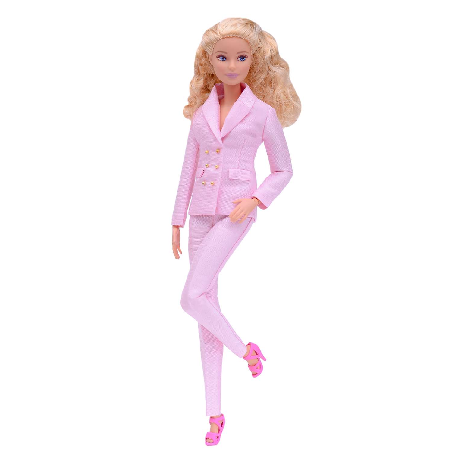 Шелковый брючный костюм Эленприв Светло-розовый для куклы 29 см типа Барби FA-011-04 - фото 1