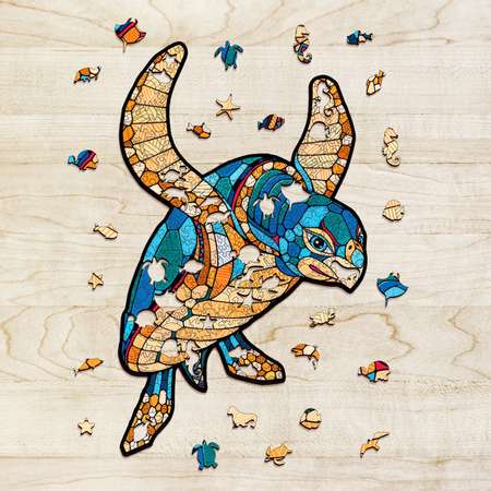 Фигурный пазл Eco Wood Art (EWA) Деревянный Морская Черепаха L 39x55 см