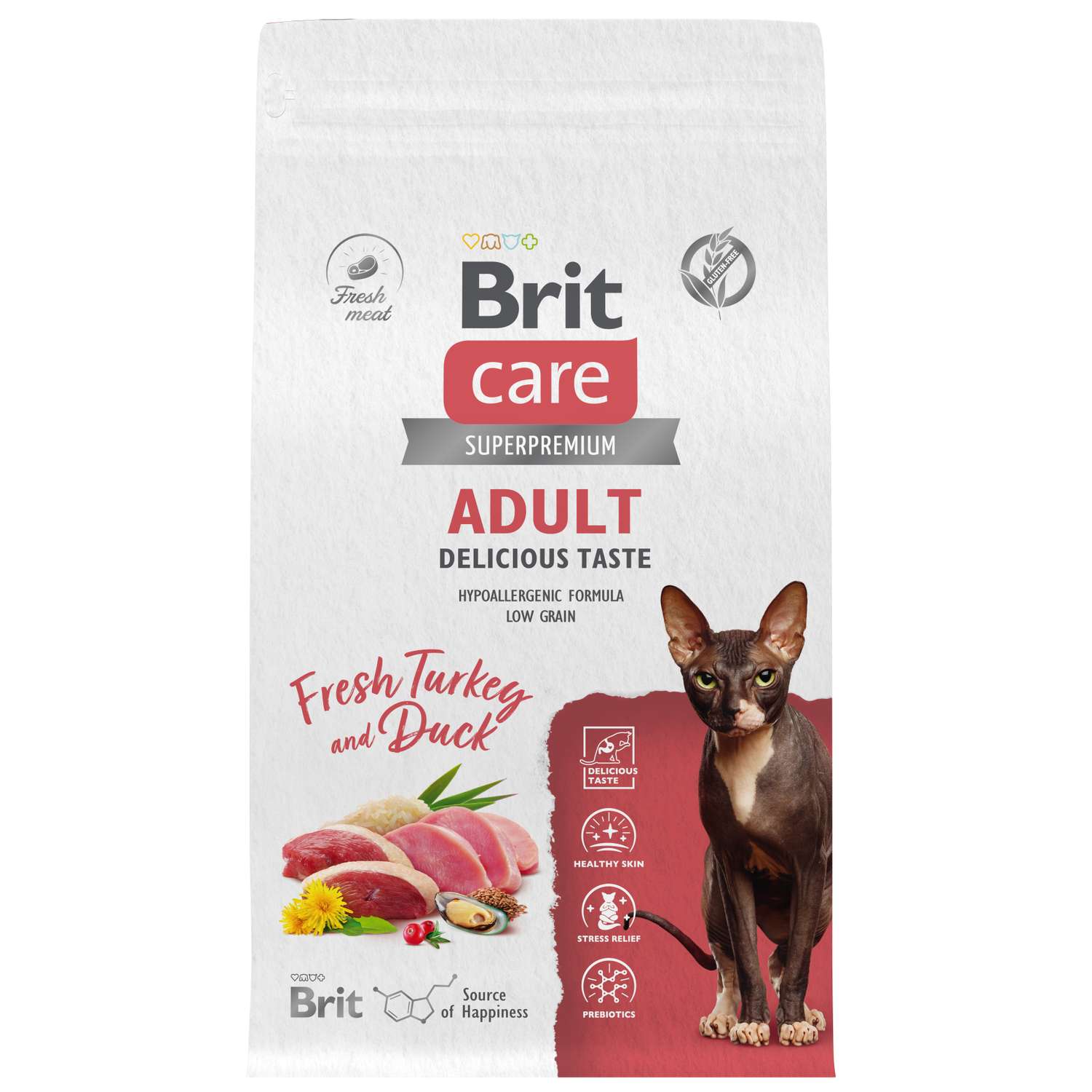 Корм для кошек Brit Care 1.5кг взрослых и привередливых с индейкой и уткой сухой - фото 1