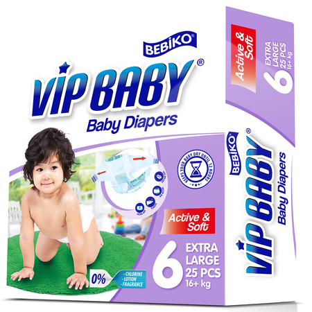 Подгузники Paksel для детей Vip Baby Premium XL вес 16+ кг 25 шт/уп
