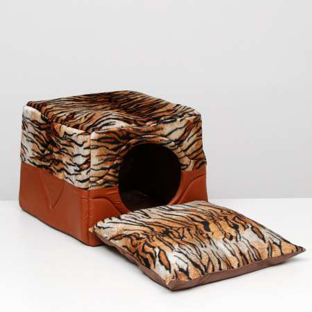 Домик для животных Пижон квадратный 43 х 43 х 34 см расцветка тигр