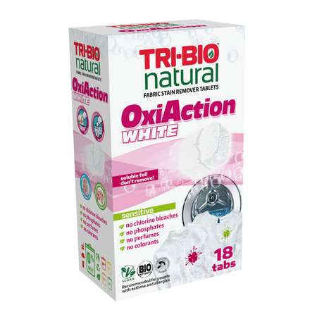 Таблетки TRI-BIO OXI ACTION для стирки белого белья 18 шт