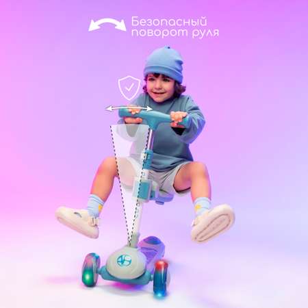 Самокат AmaroBaby трехколесный Art синий