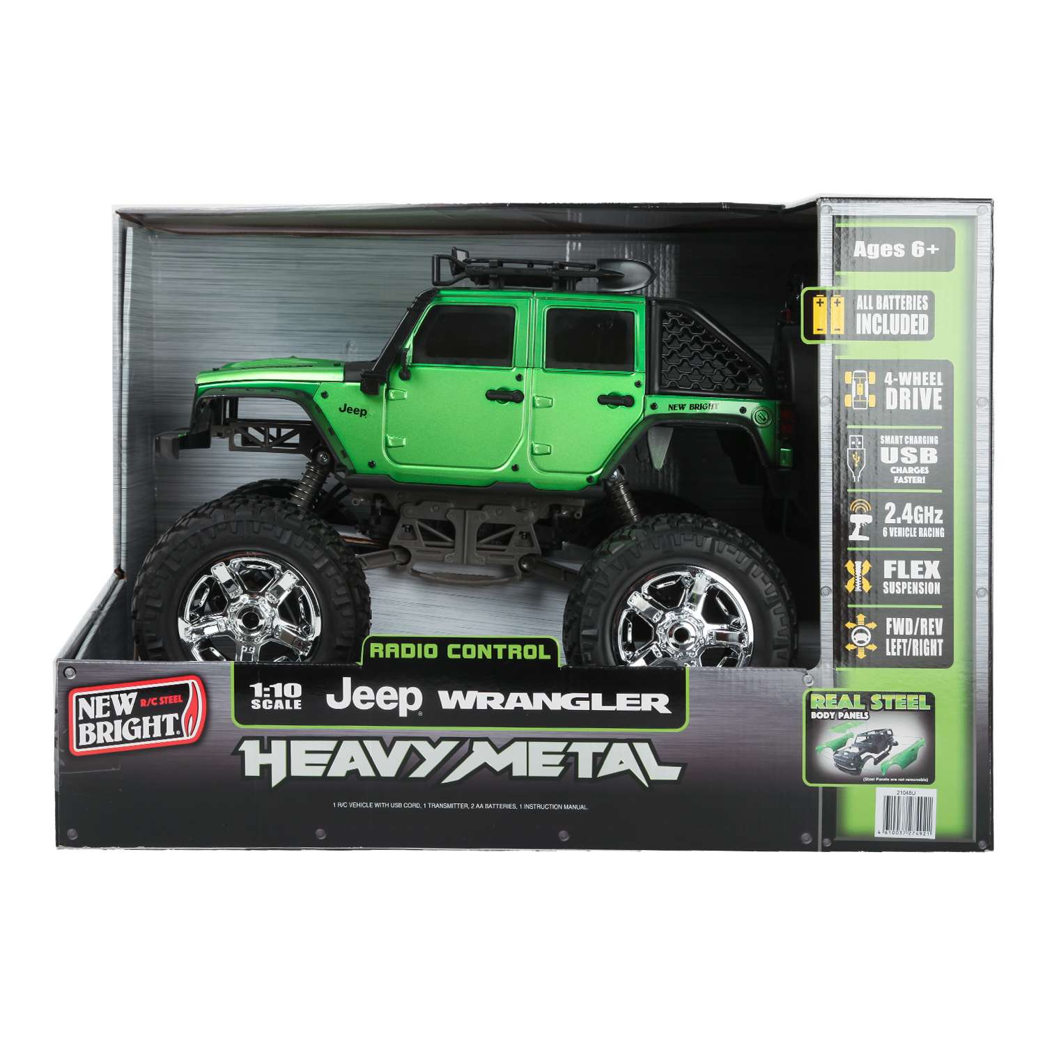 Машина New Bright РУ 1:10 Jeep Wrangler Зеленая 21048U - фото 2