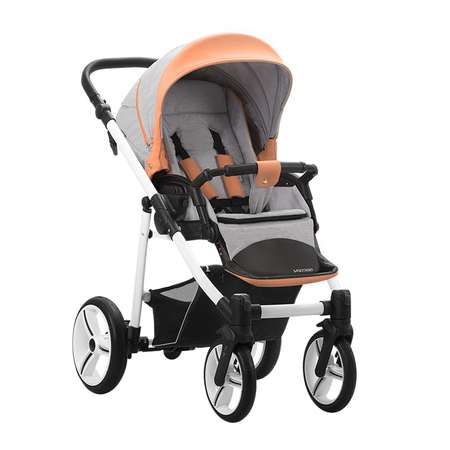 Коляска 2в1 Bebetto Vulcano New Ecco кожа+ткань шасси Белое SL04