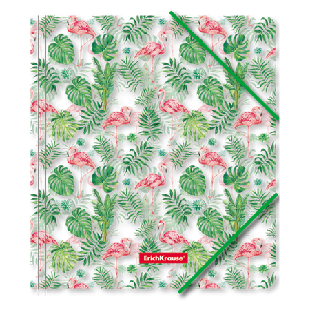 Папка для тетрадей ErichKrause Tropical flamingo на резинках пластиковая A5+ 49356