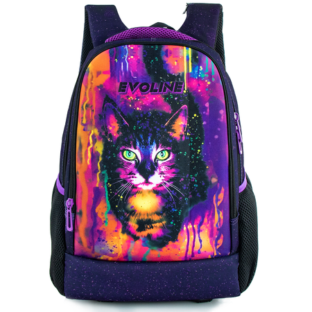 Рюкзак школьный Evoline Черный цветной кот