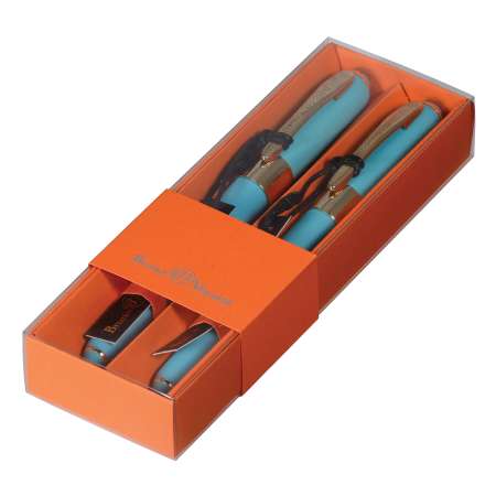 Набор из 2-х шариковых ручек Bruno Visconti Monaco небесно-голубой корпус оранжевая коробка
