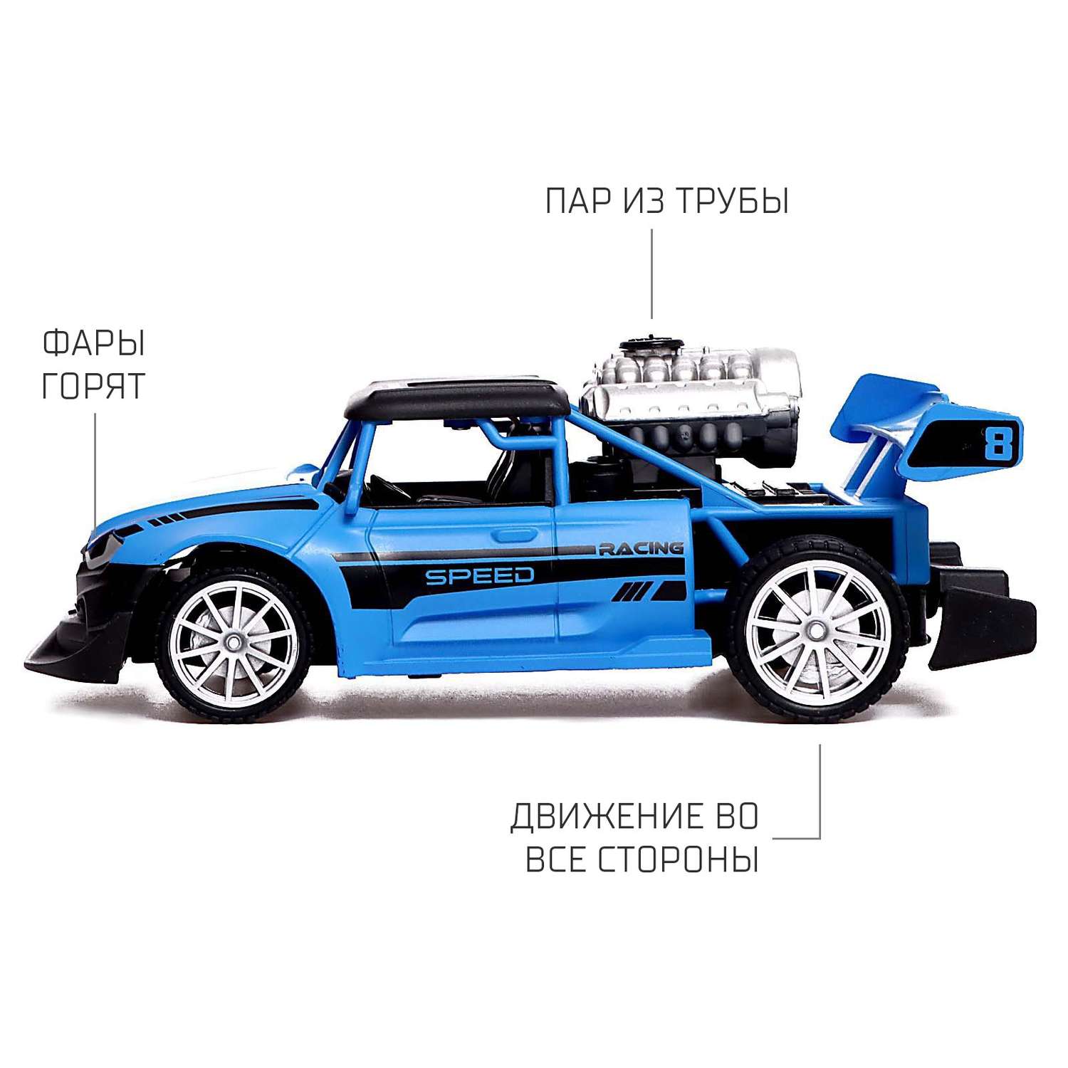 Машина Автоград радиоуправляемая smoke эффект дыма свет цвет синий купить  по цене 1394 ₽ в интернет-магазине Детский мир