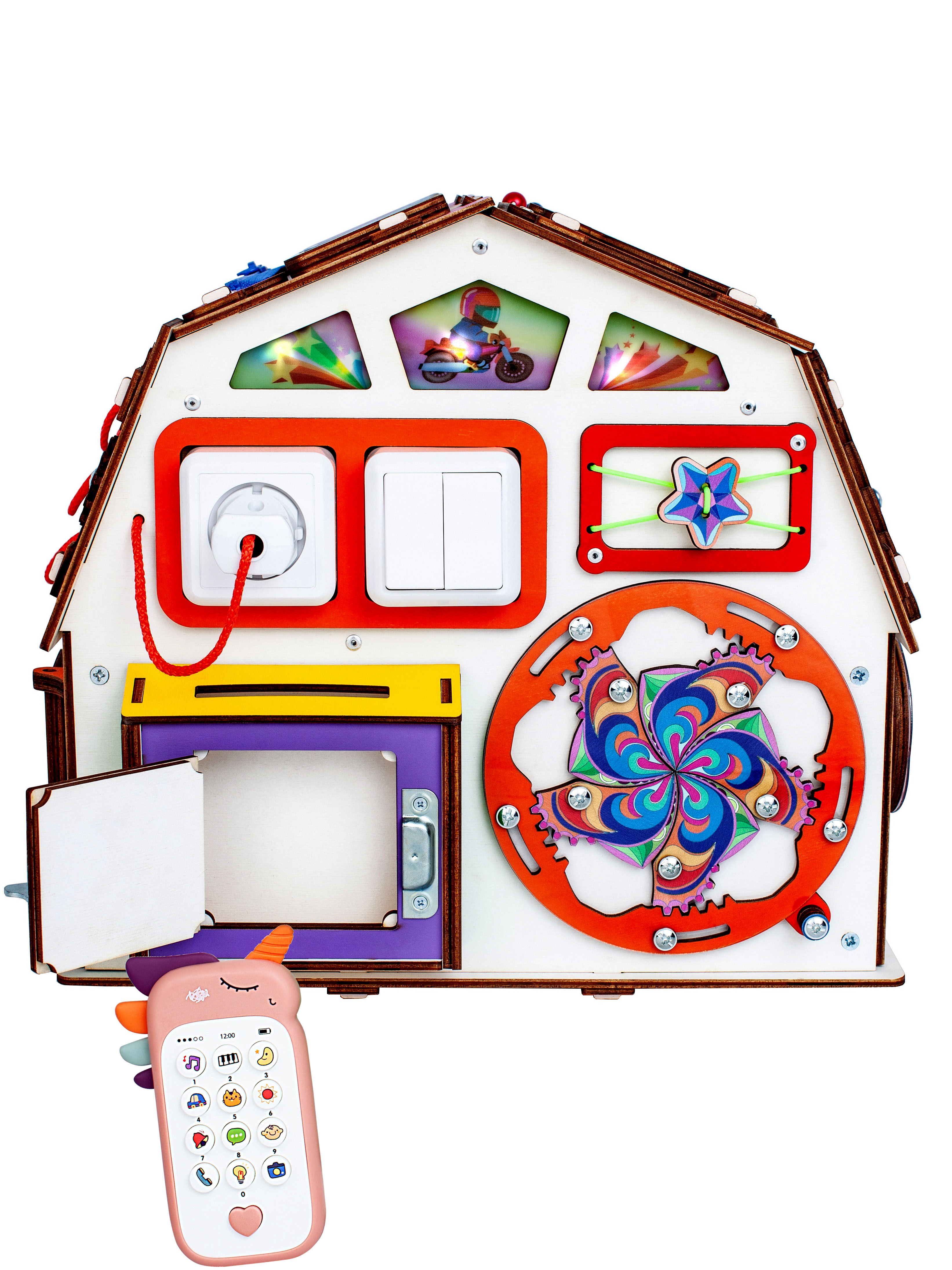 Бизиборд Jolly Kids Развивающий домик со светом Телефончик - фото 7