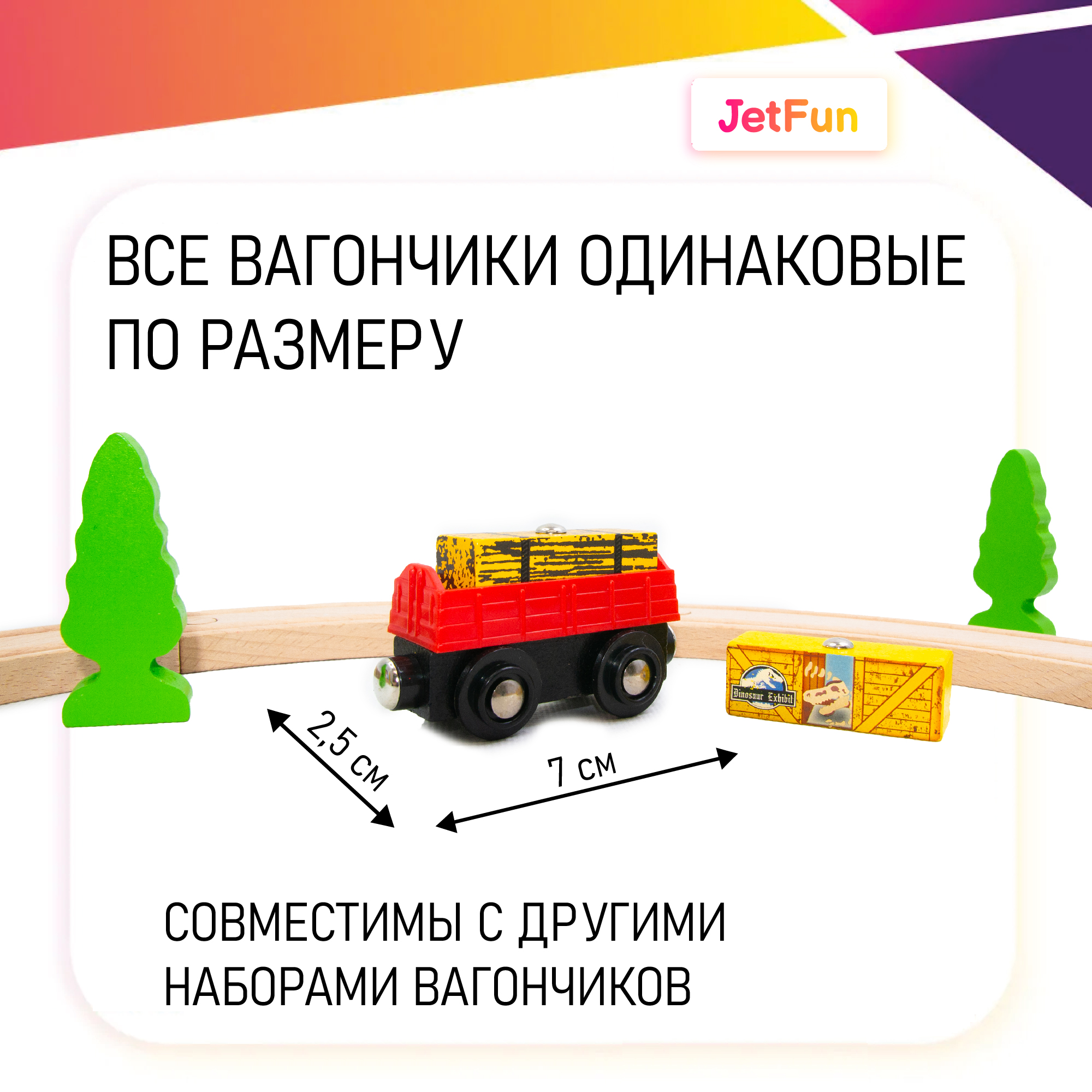 Поезд JetFun без механизмов EDWONE_3контейнера_и_паровоз - фото 2