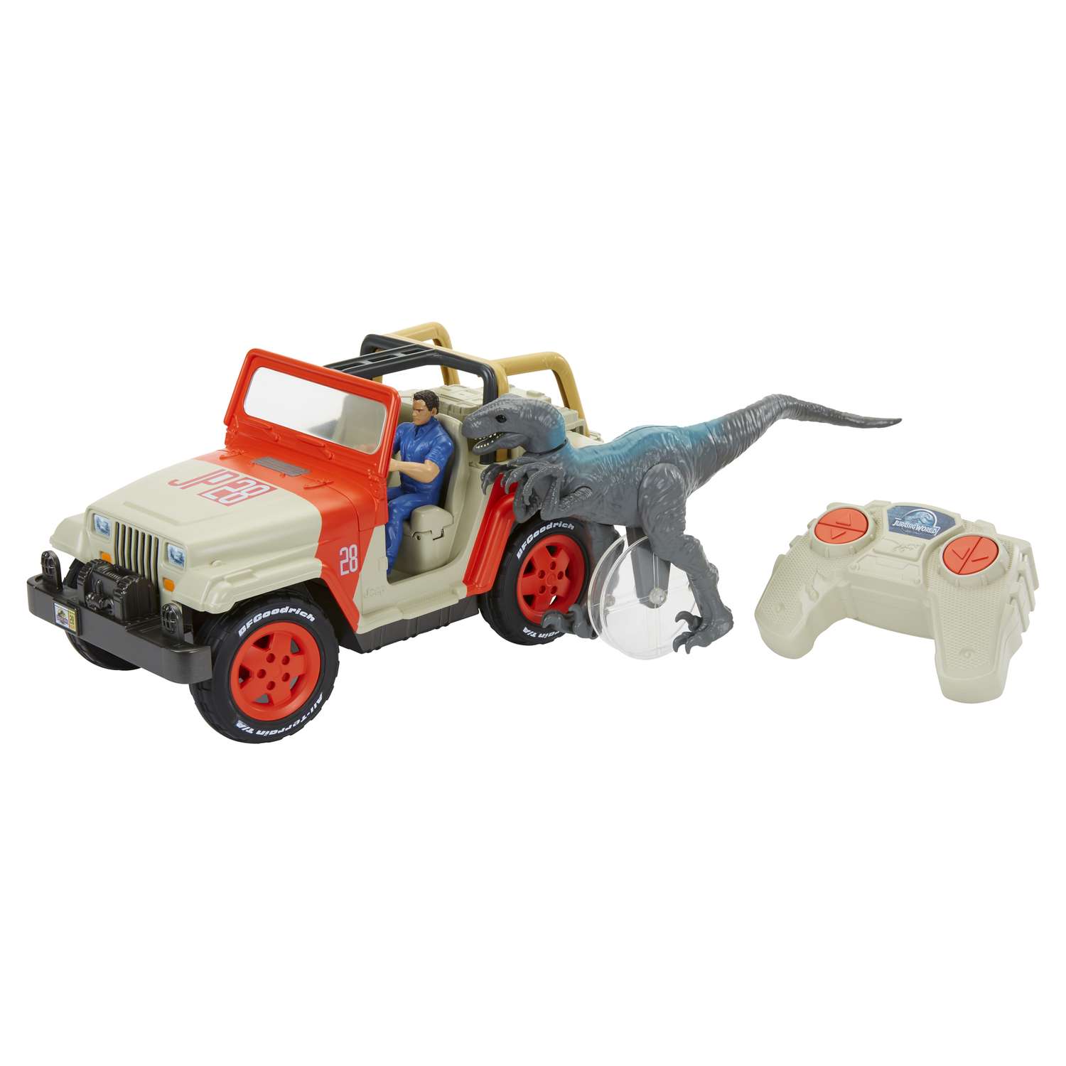 Машинка радиоуправляемая Matchbox Jurassic World с фигуркой и динозавром FNH12 - фото 1
