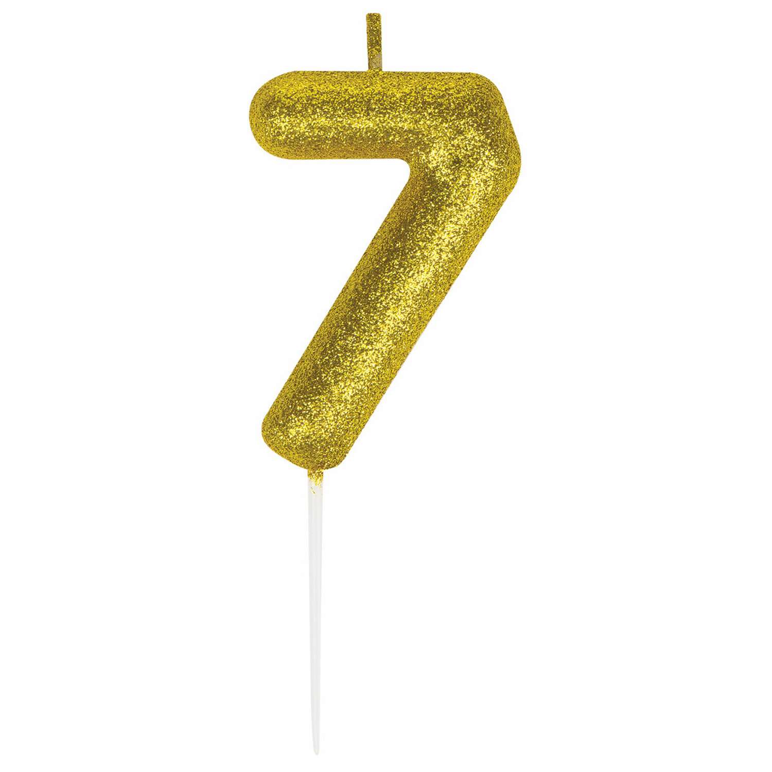 Свеча для торта Золотая сказка цифра 7 с глиттером 6 см на шпажке в блистере - фото 2
