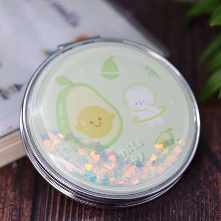 Зеркало карманное iLikeGift Smile day green с увеличением