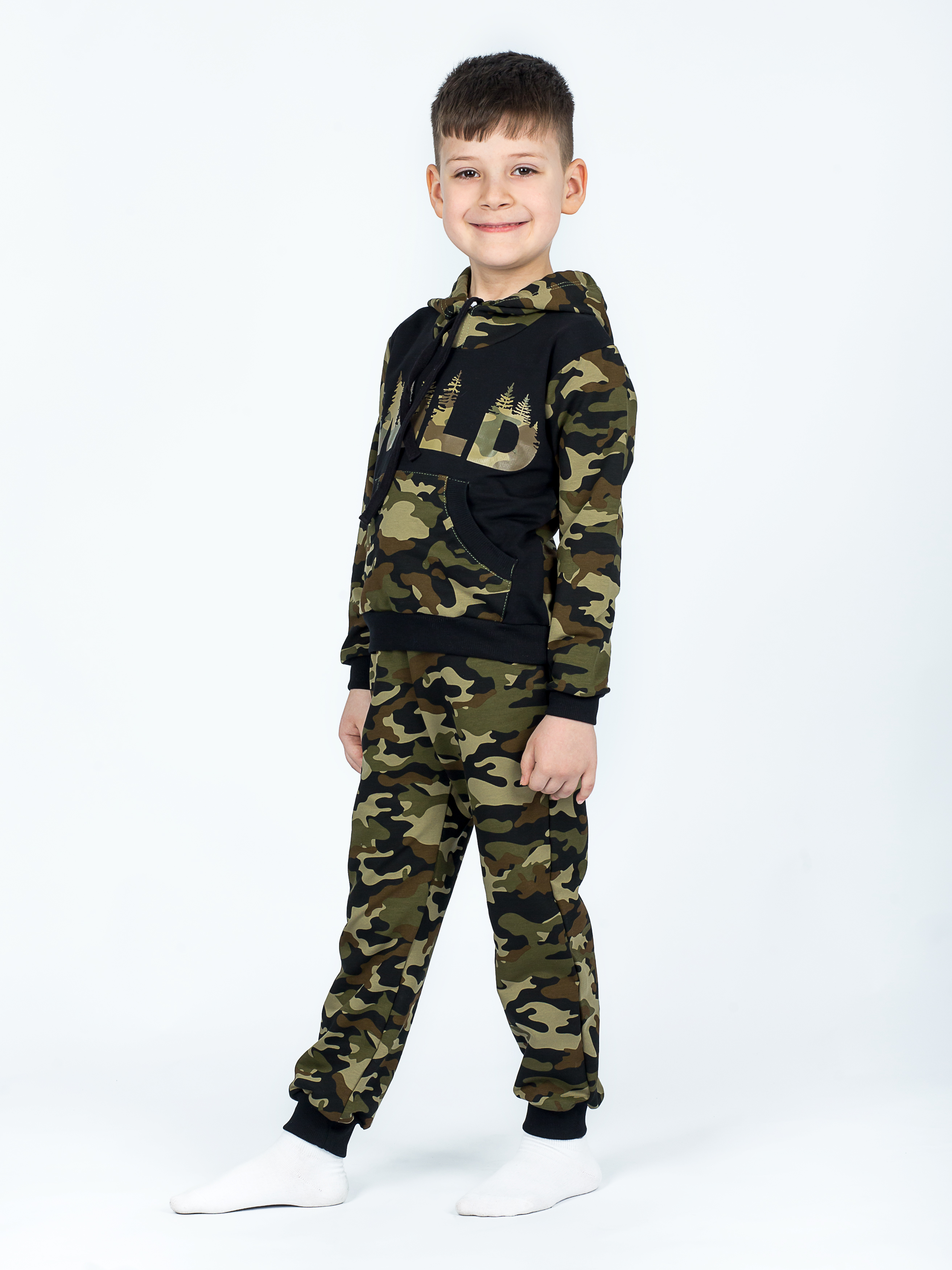 Костюм спортивный KiMMi Baby КБ-1308747 хаки черный лес - фото 18