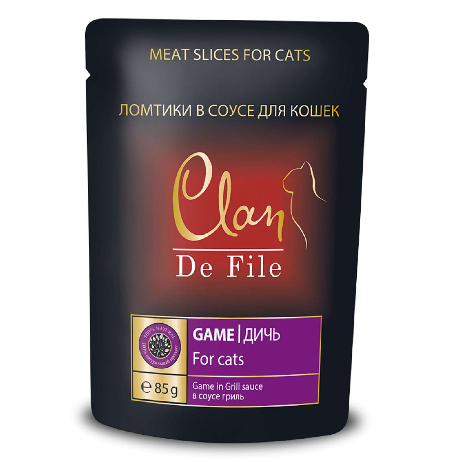 Корм для кошек Clan De File с дичью в соусе гриль консервированный 85г - фото 1