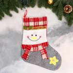 Носок Зимнее волшебство для подарков «Снеговик с румяными щечками» 25х36 см серый