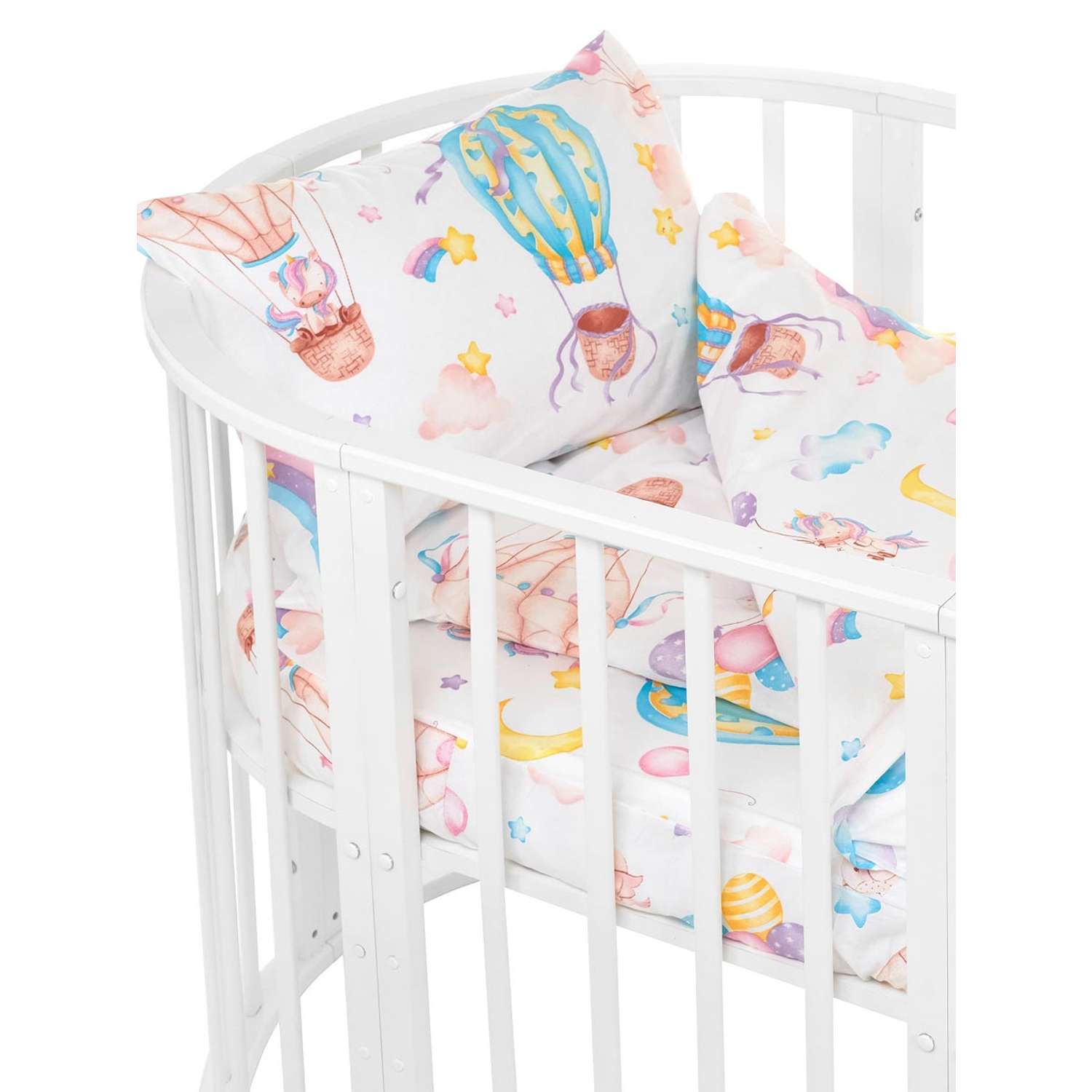 Комплект постельного белья Lemony kids в овальную кроватку Rainbow Розовый 3 предмета - фото 3