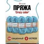 Пряжа YarnArt Crazy color мягкая с небольшим ворсом 100 г 260 м 134 секционный 5 мотков