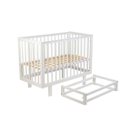 Детская кроватка Polini kids Simple 340 с маятником прямоугольная, продольный маятник (белый)