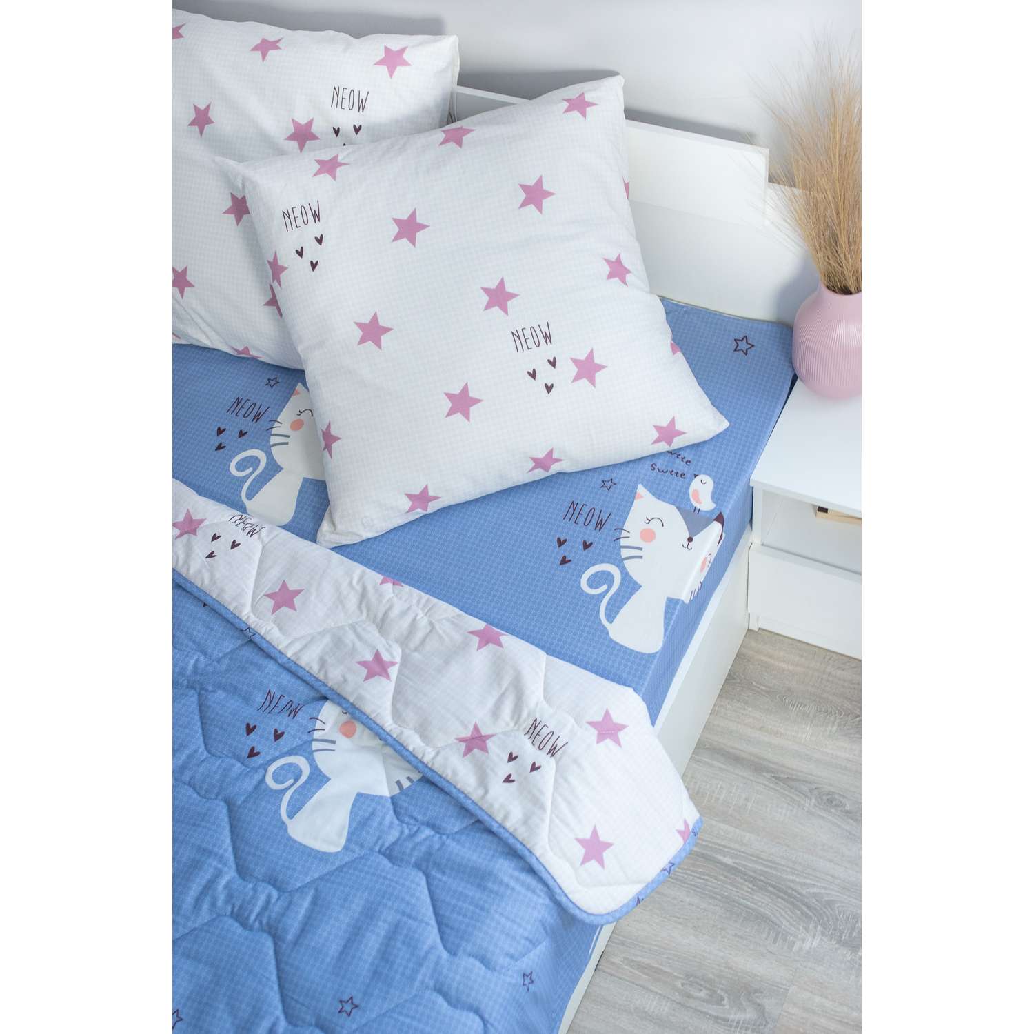 Комплект постельного белья SELENA КЭТ 1.5 спальный поплин наволочки 70х70 см с одеялом - фото 4