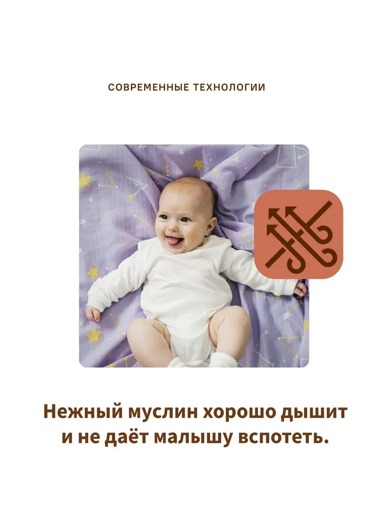 Пеленки для новорожденных Qwhimsy муслиновые 112х112 см - фото 2