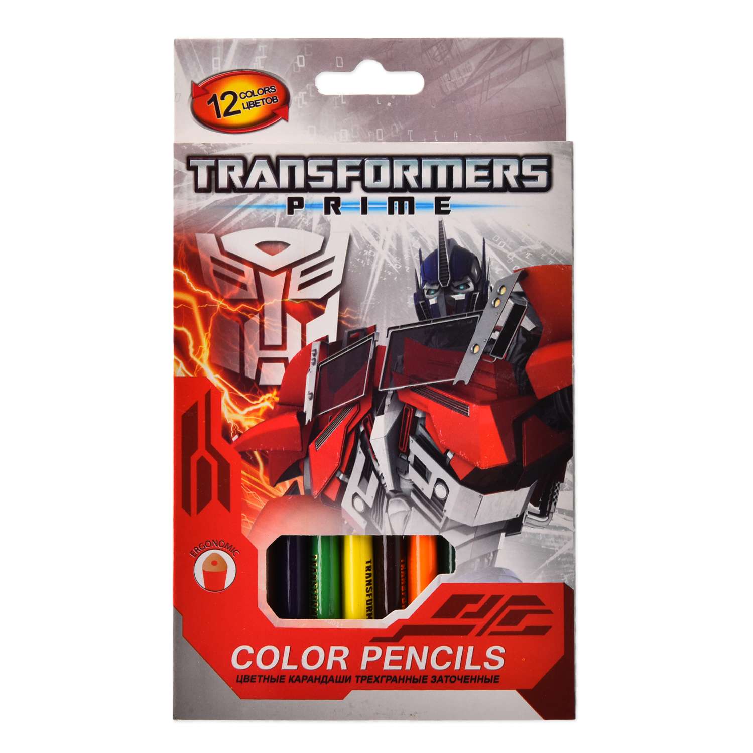 Карандаши цветные Kinderline Transformers 8цветов TRAB-US1-8P-12 - фото 1