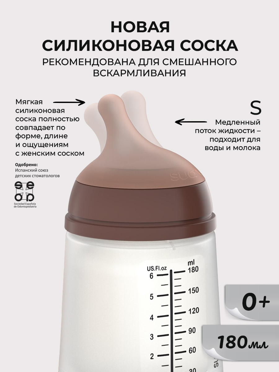 Бутылочка для кормления Suavinex ZeroZero медленный поток - фото 3