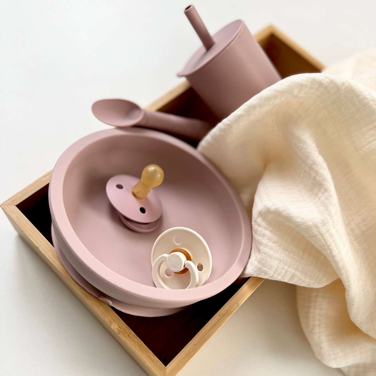 Набор посуды Plate Croobie тарелка на присоске стакан ложка Розовая Пудра - фото 2