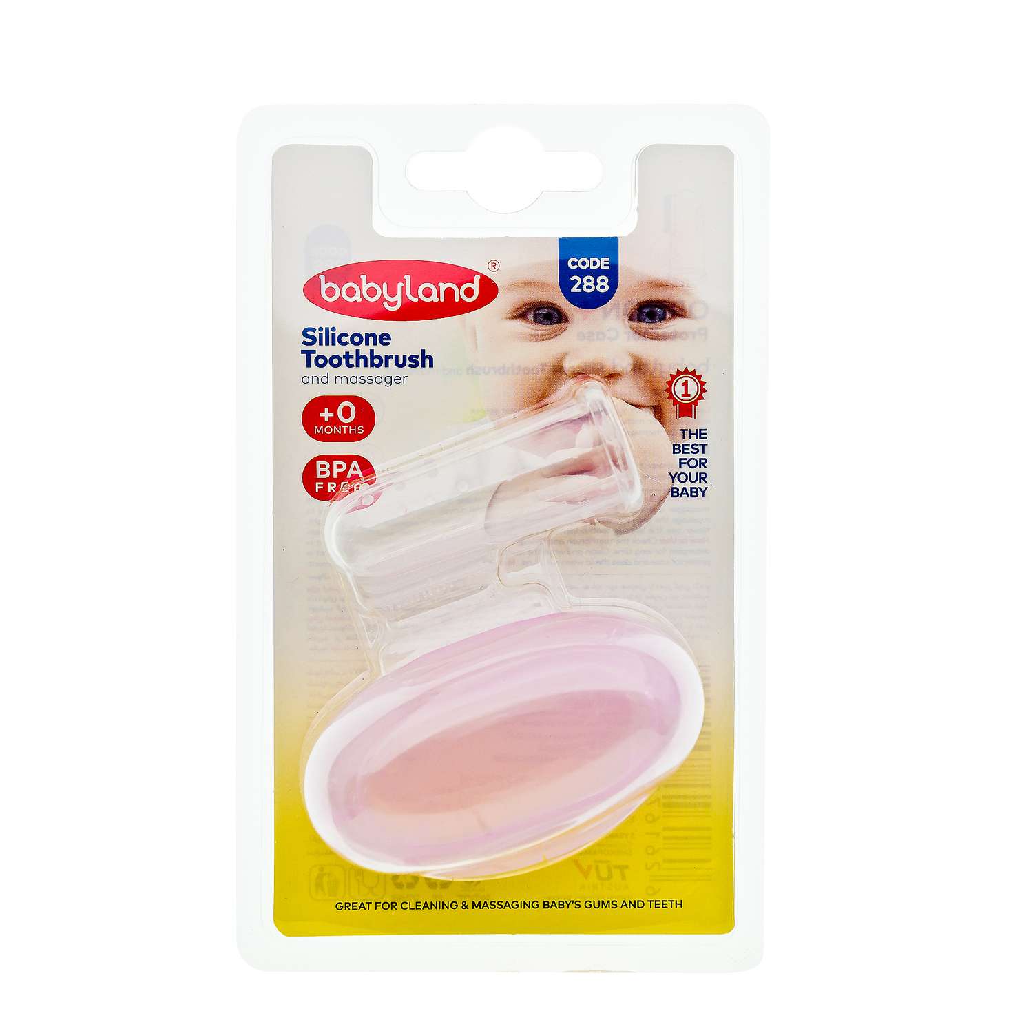 Зубная щетка напальчник Baby Land силиконовая с футляром розовая - фото 2