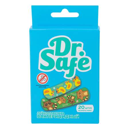 Набор пластырей DR.SAFE бактерицидные с изображениями животных 20 штук