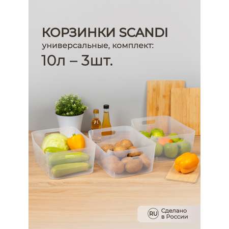 Комплект корзинок Econova SCANDI 10л - 3шт. прозрачный