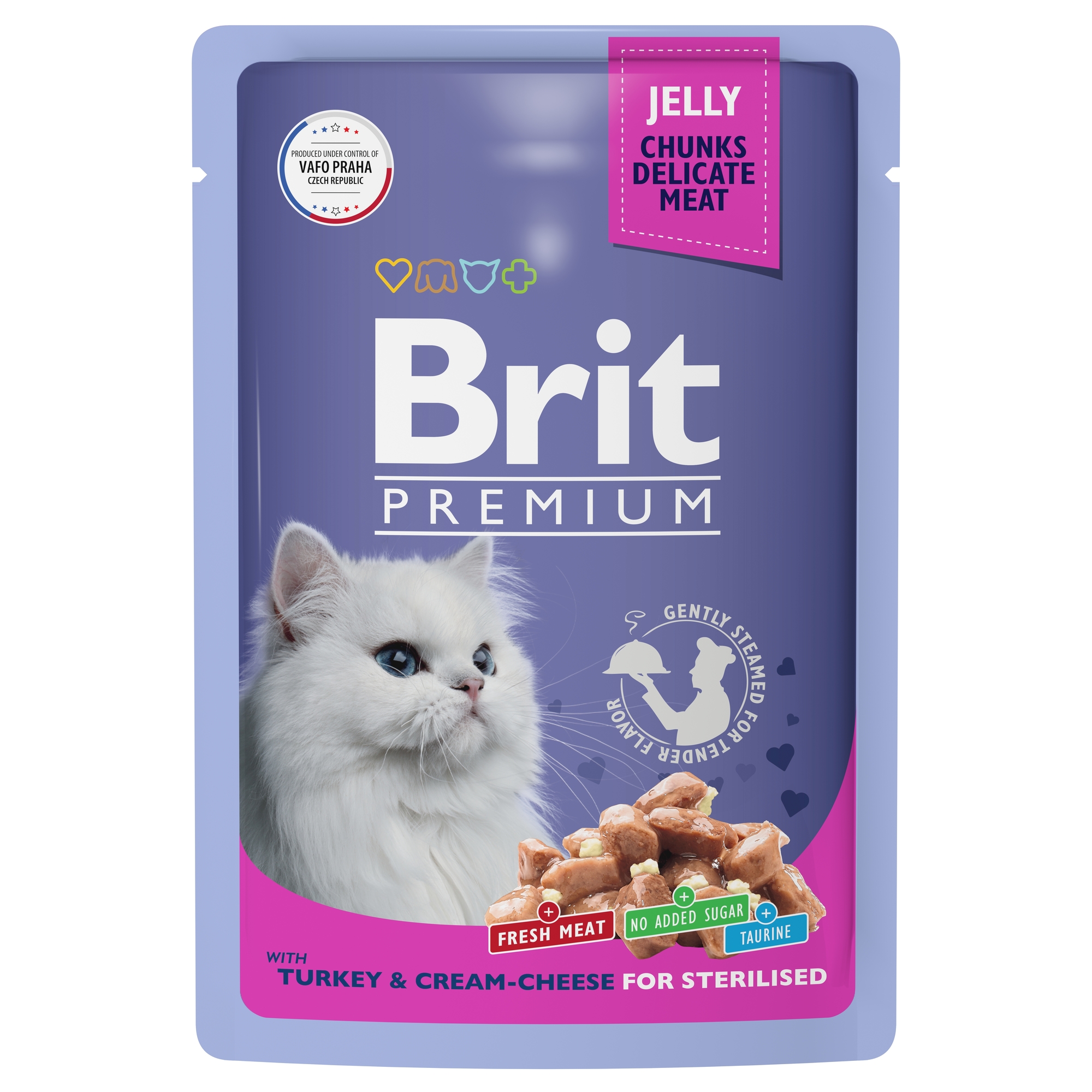 Корм для кошек Brit 85г Premium индейка с сыром в желе купить по цене 62.5  ₽ с доставкой в Москве и России, отзывы, фото