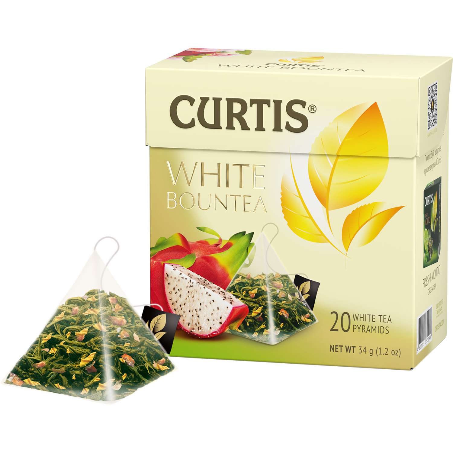 Чай белый Curtis White Bountea 20 пирамидок со вкусом питахайи кусочками яблока и лепестками роз - фото 3