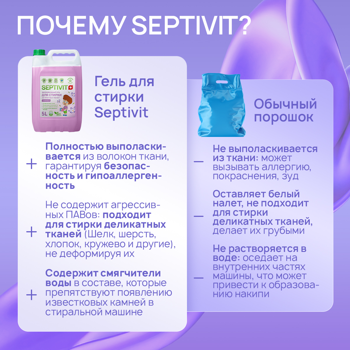 Гель для стирки SEPTIVIT Лаванда для деликатных тканей 5л - фото 5