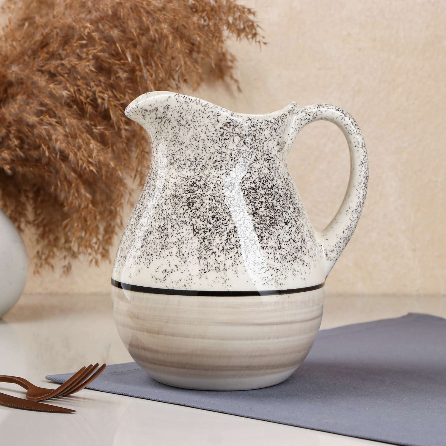 Набор посуды Sima-Land «Персия»керамика серый 3 предмета: кувшин 1.5 л кружки 350 мл Иран - фото 2