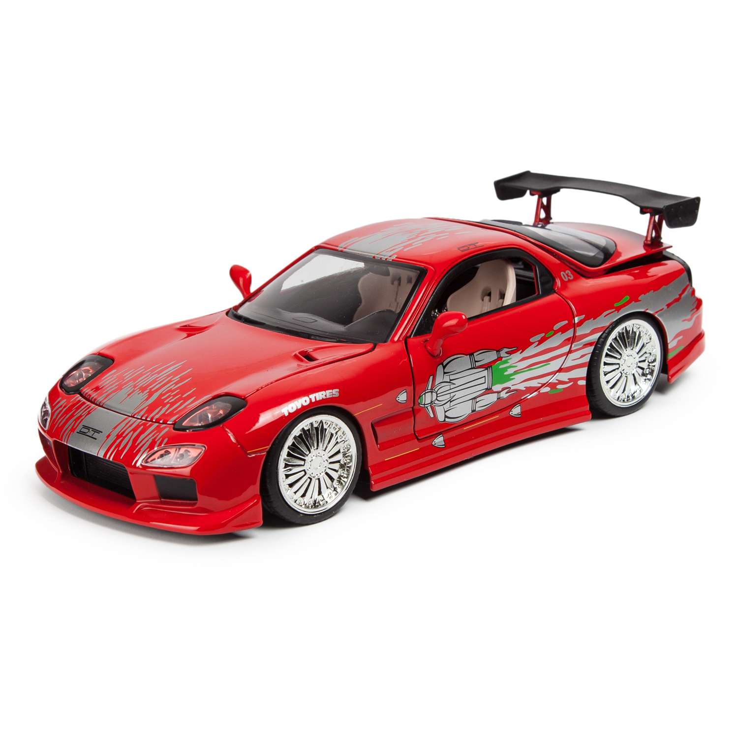 Машинка Fast and Furious Fast and Furious 1:24 1993 Mazda Rx-7 Fd3s-Wide Body Красная 98338 98338 - фото 1