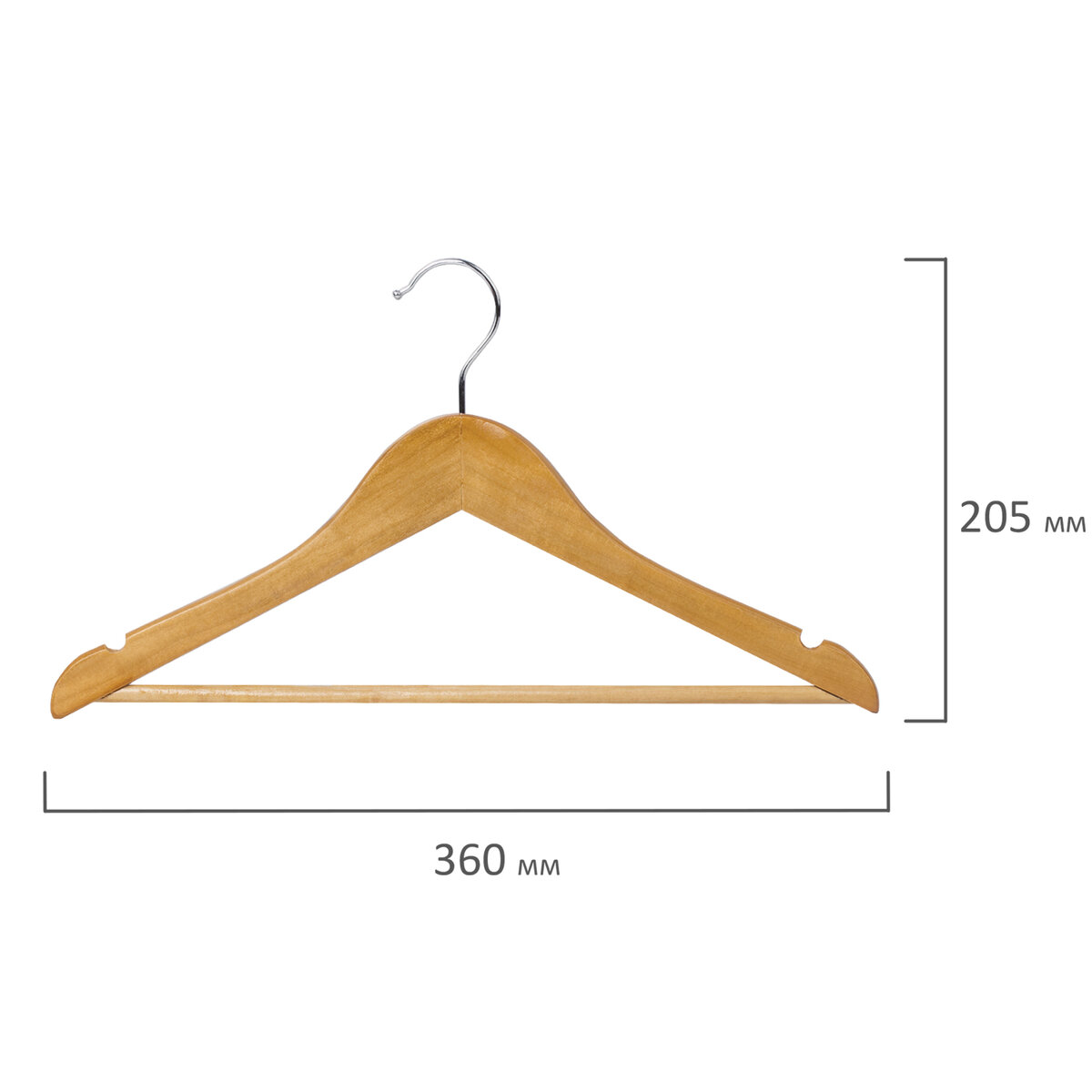 Вешалки Brabix для одежды деревянные 5шт перекладина цвет сосна размер 36-40 - фото 10