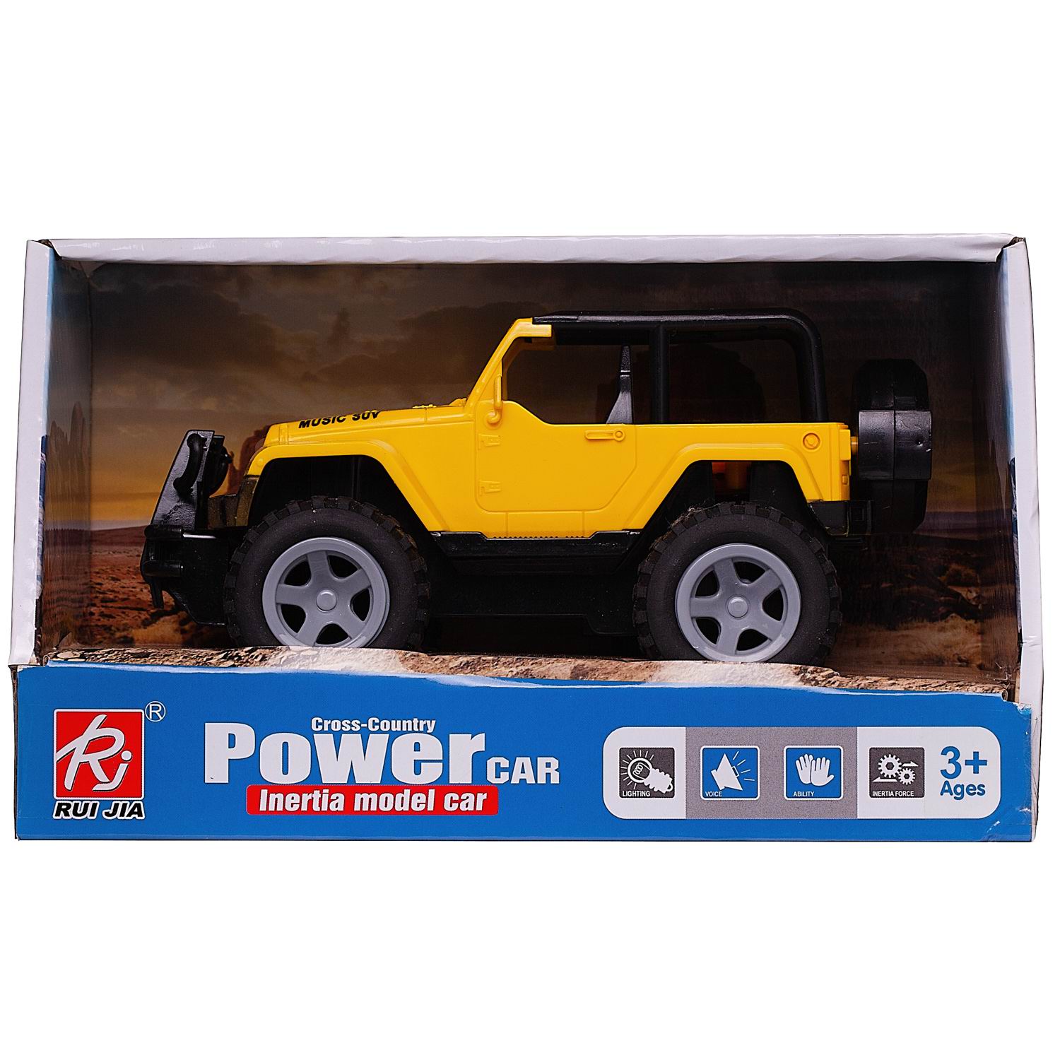 Внедорожник Junfa Jeep инерционный желтый R6686A/желтая - фото 1