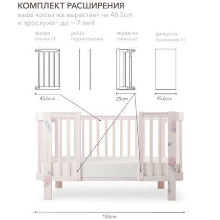 Расширение Happy Baby для кроватки Mommy Love 95029 pink