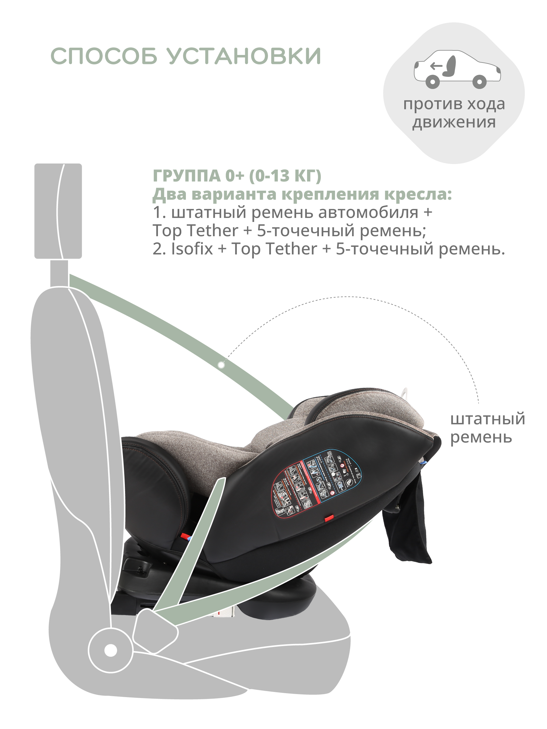 Автокресло Indigo Aero ST-3 Isofix растущее поворотное 0-36 кг бежевый - фото 5