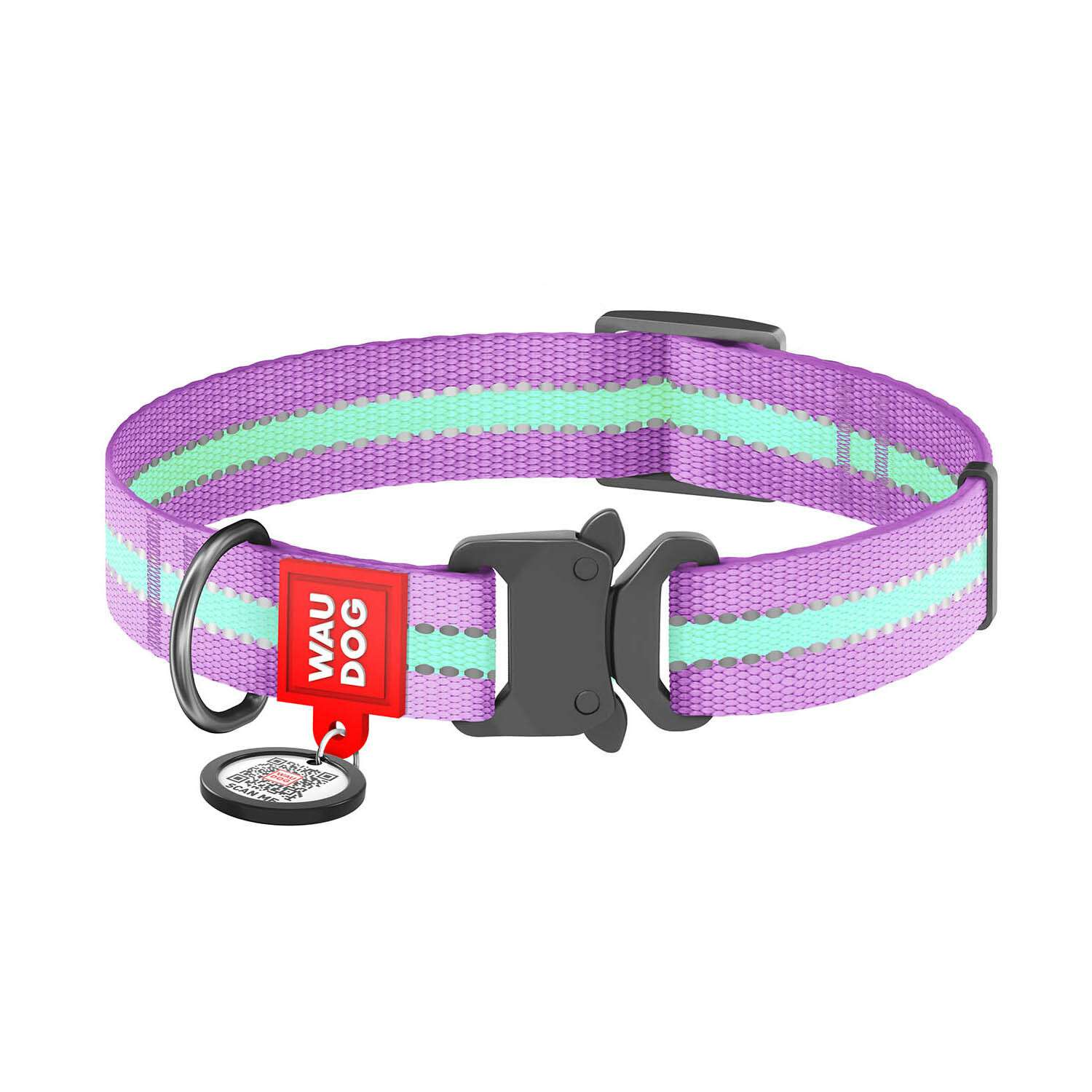 Ошейник для собак Waudog Nylon светонакопительный большой Фиолетовый 52209 - фото 1